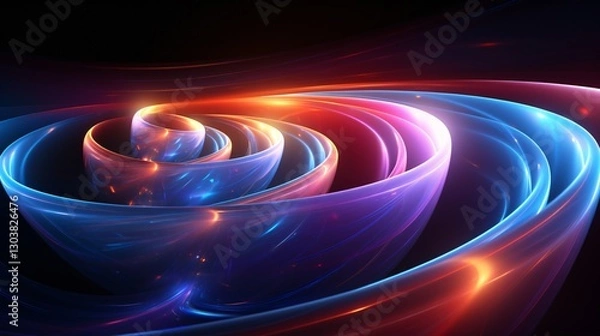 Obraz A quantum energy field distorting time into slow-motion neon spirals
