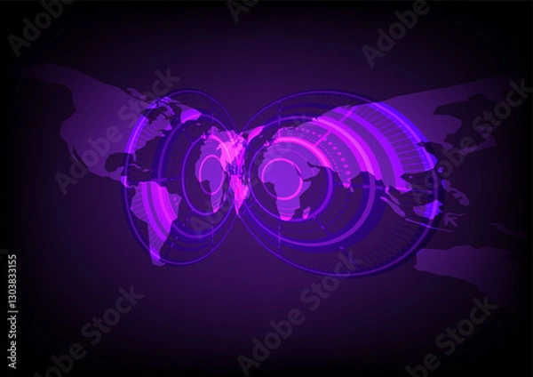 Fototapeta Abstract background with global futuristic perspective map