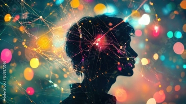 Obraz Illuminated Mind: A Silhouette of Thought and Connection