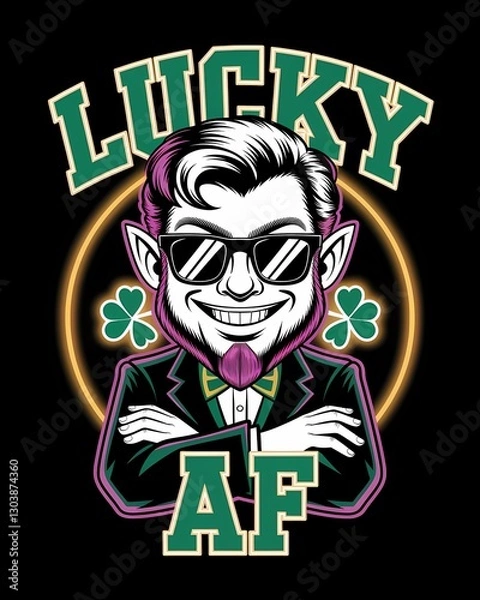 Fototapeta St. Patrick's Day illustration with a leprechaun for t-shirt print