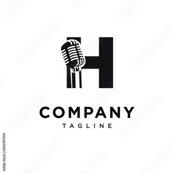 Obraz Letter H Microphone Logo Icon Vector