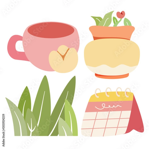 Fototapeta A vibrant summer-themed illustration set, perfect for media and graphic design resources