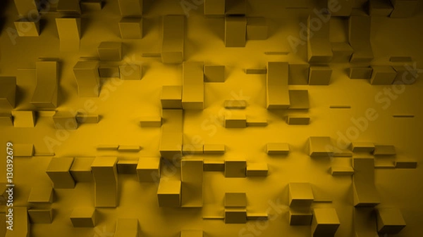 Fototapeta Yellow abstract background with three-dimensional shapes, 3d ill