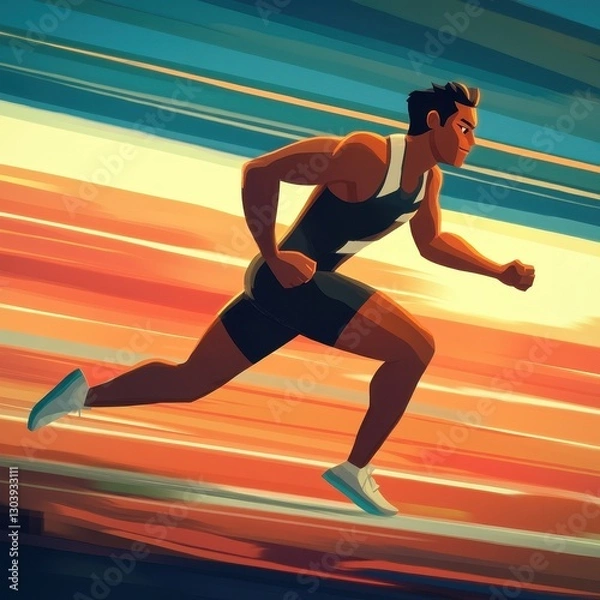 Fototapeta A sprinter demonstrates the burst of speed during a race