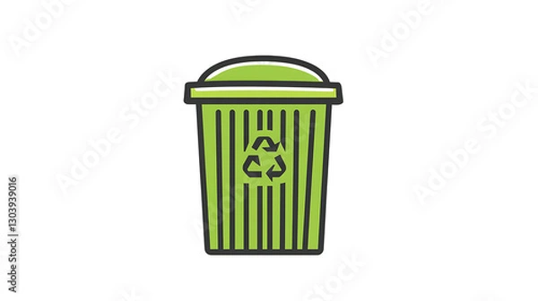 Fototapeta Green Recycle Bin Icon – Eco Waste Management Symbol on transparent background Generative Ai