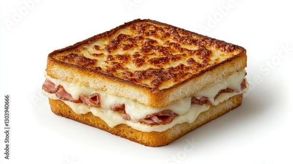 Fototapeta Crispy Grilled Cheese Sandwich with Melted Cheese and Ham