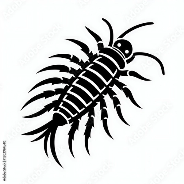 Fototapeta flat and minimalist Silverfish insects icon of silhouette image black shape vector illustration isolated on white background 12