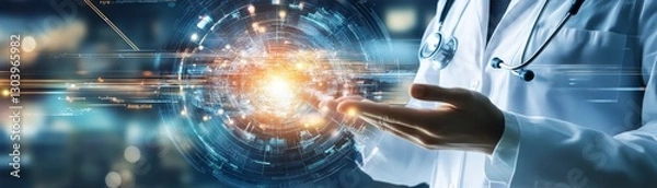 Fototapeta Innovative solutions for aging society exploring longevity impacts on economy in healthcare technology global perspective digital environment