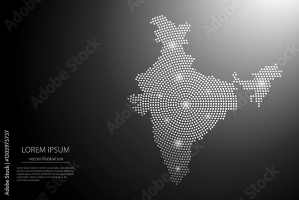 Obraz Abstract image India map from point Gray and glowing stars on a dark background. Vector illustration eps 10.