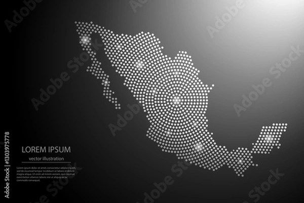 Obraz Abstract image Mexico map from point Gray and glowing stars on a dark background. Vector illustration eps 10.