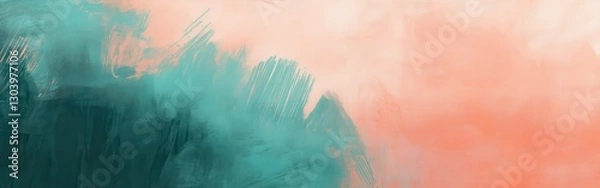 Obraz Faint pencil strokes create an abstract design with large swaths of teal and peach colors in a serene artistic composition