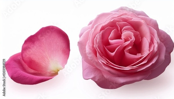 Fototapeta opened pink rose or bulgarian rose on white background file contains clipping path