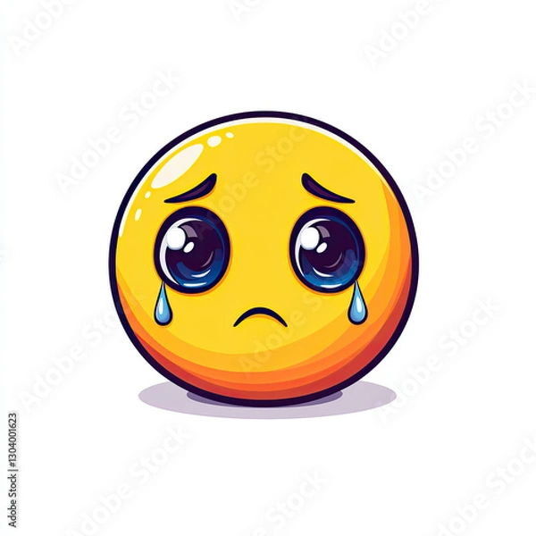 Fototapeta sad emoji with teary eyes expressing deep emotions and longing