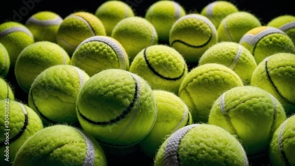 Fototapeta Countless piles of tennis balls. Generative AI.