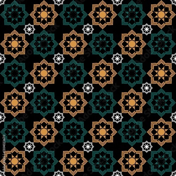 Fototapeta seamless pattern with geometric flowers modern background design print for fabric surface design packaging wrapping paper