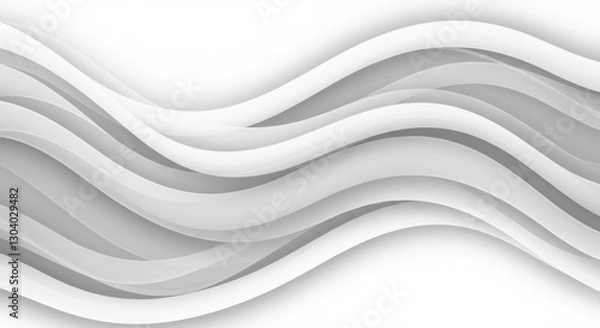 Fototapeta Abstract waves, grayscale, flowing curves, minimalist design, smooth texture, undulating lines, monochromatic pattern, gentle gradients, soft shadows, fluid motion, geometric abstraction, optical illu