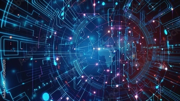 Fototapeta Mastering Technology - Themed Event Background Design: A Creative Odyssey