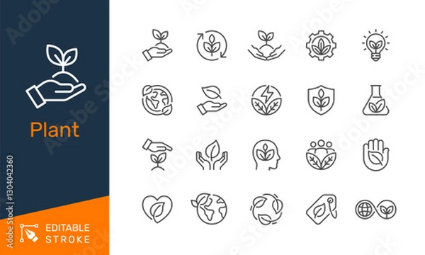 Obraz Plant thin line icons. Editable stroke. Pixel perfect.