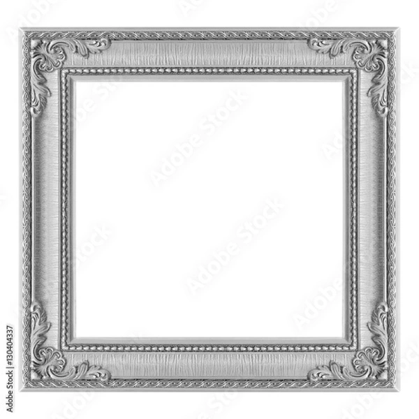 Fototapeta The antique gray  silver frame on the white background