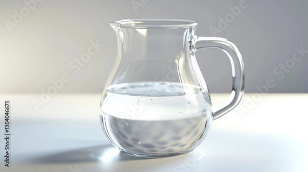 Fototapeta A professional 3D render of a transparent glass pitcher filled with distilled water