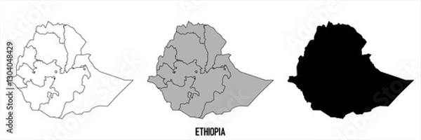 Fototapeta High detailed vector map - Ethiopia
