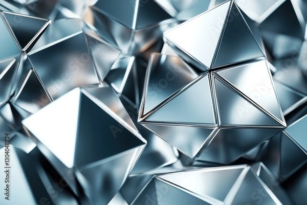 Fototapeta Metallic polygonal shapes with sleek design for high-tech product branding.,