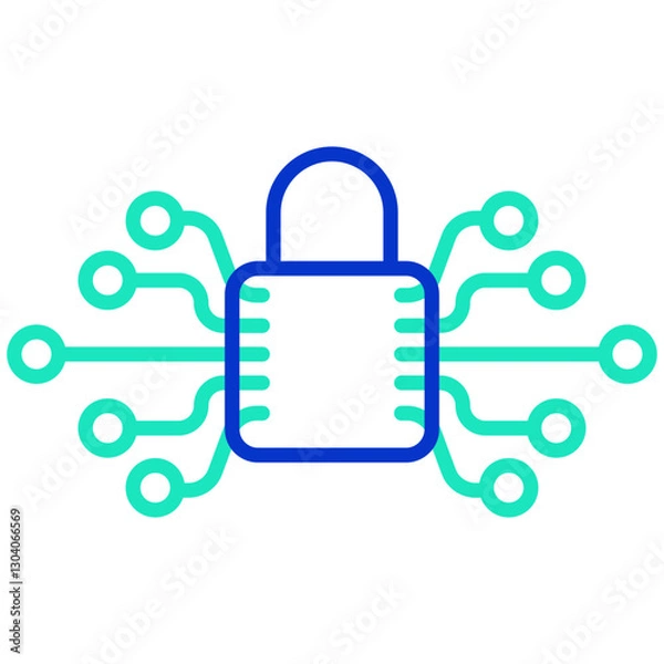 Fototapeta lock bitcoin outline dual color icon