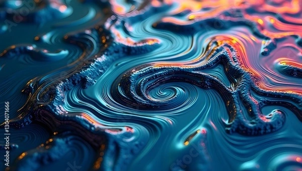 Fototapeta Vibrant Swirls of Liquid Paint with Mesmerizing Flow