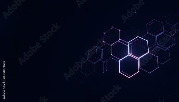 Fototapeta Modern Hexagonal Abstract Background with Glowing Edges