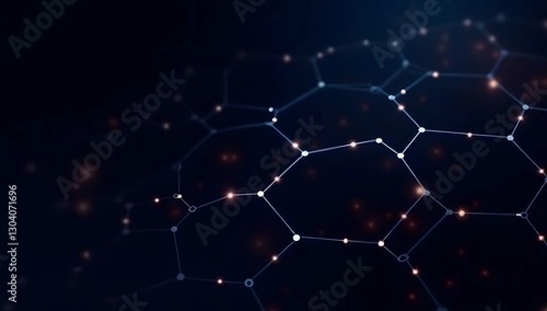 Fototapeta Futuristic Hexagonal Grid with Glowing Nodes