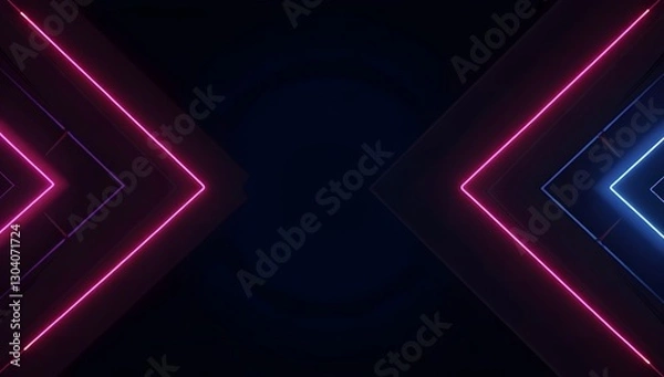 Fototapeta Symmetrical Neon Arrow Lights with Futuristic Glow