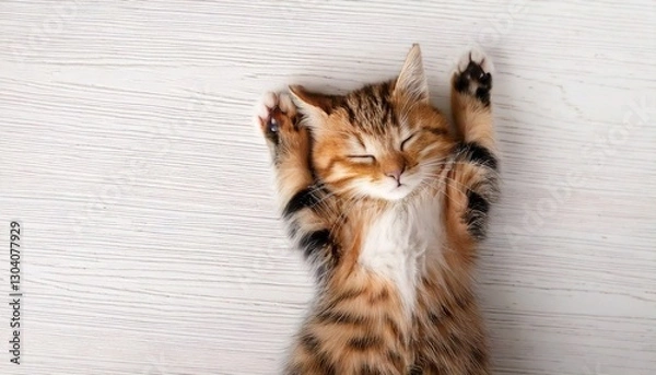 Obraz 両手を上げて寝ている子猫