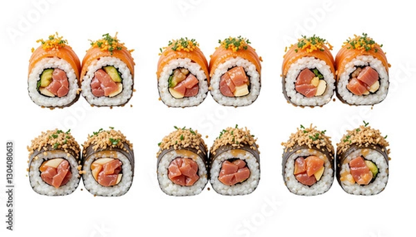 Fototapeta realistic Sushi with red caviar PNG