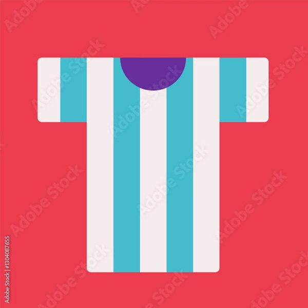 Obraz Vector flat illustration showing simplified t-shirt of player of Argentina national football team. Icon for apps. Clothing element in cute style on square background