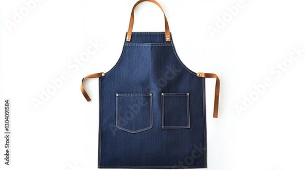 Obraz Blue jeans apron on a white background Blue denim apron isolated on white