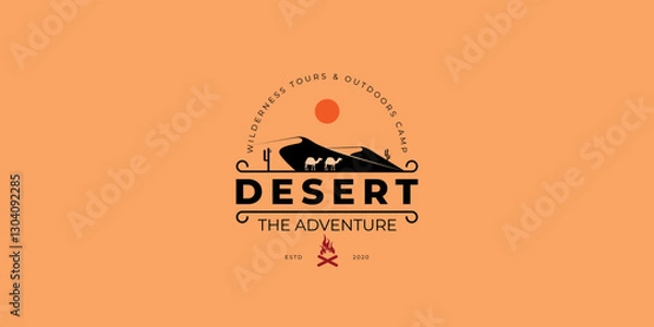 Fototapeta desert adventures logo for tourism organizations, outdoor events and camping leisure. Labels, Badges, Logos Vector Design Elements Vintage Style.