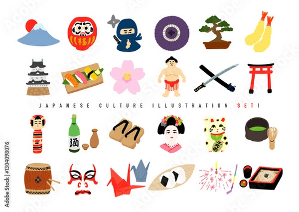 Obraz 日本の手描きイラストセット