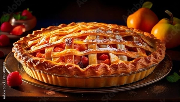 Fototapeta Fruit pie with a crispy crust