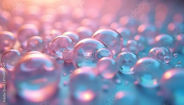 Fototapeta Colorful Bubbles with Soft Pastel Bokeh Reflections