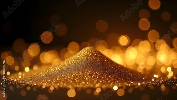 Fototapeta Glittering Golden Sand Particles with Sparkling Bokeh