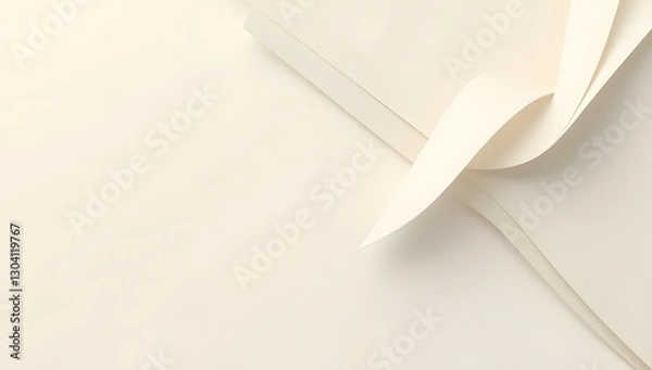 Fototapeta Curled White Paper Sheets with Soft Shadows and Texture