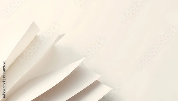 Fototapeta Minimalist White Paper Stack with Shadows and Layers