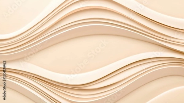 Obraz Elegant warm-toned gold waves arranged symmetrically over a seamless pastel peach gradient