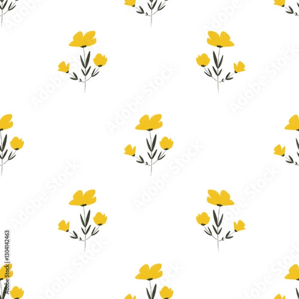 Fototapeta seamless pattern with yellow flowers 