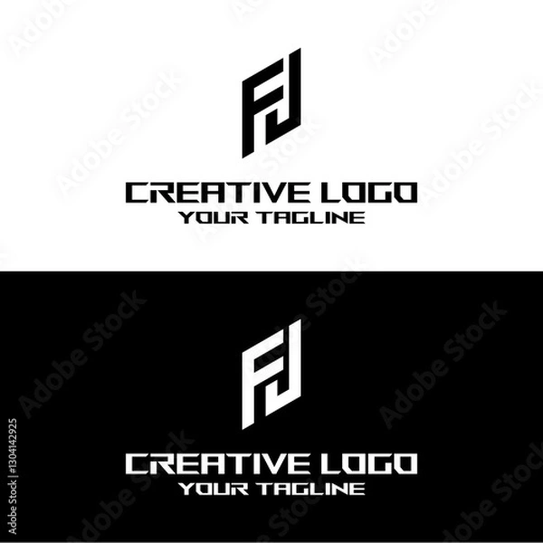 Obraz creative letter logo fj design vector