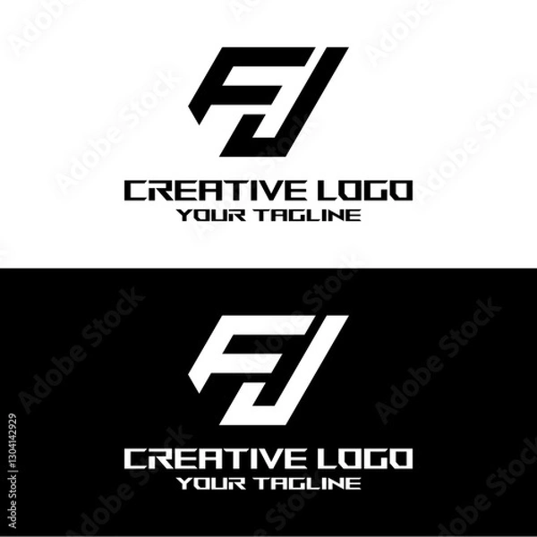 Obraz creative letter logo fj design vector