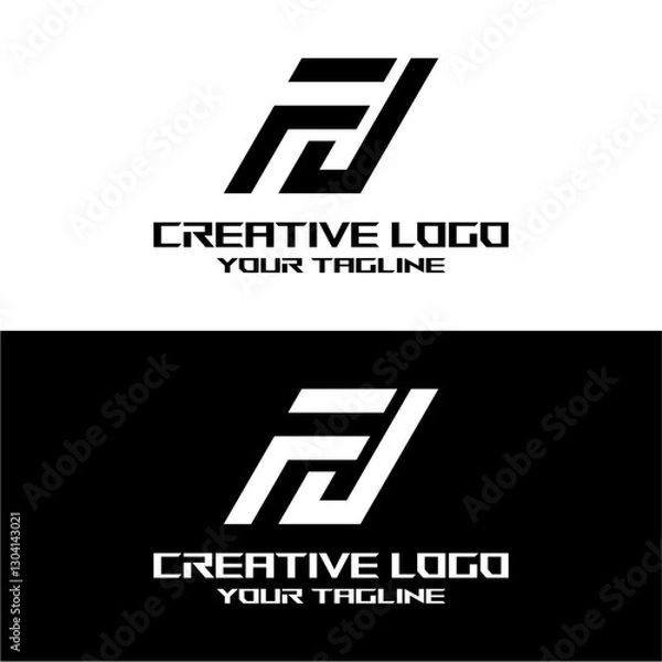 Obraz creative letter logo fj design vector