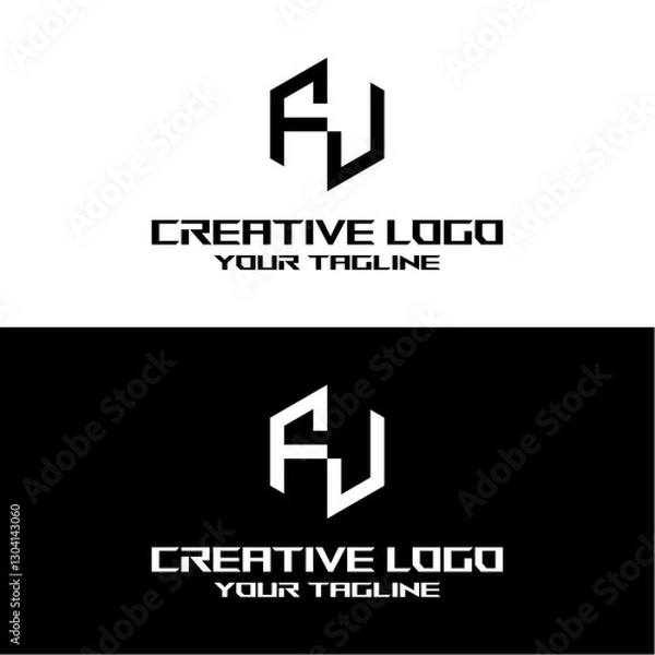 Obraz creative letter logo fj design vector