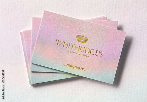 Obraz Stack of Luxury Business Cards with Gold Embossing Mockup 2