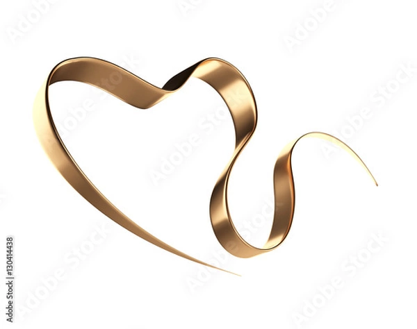 Obraz Gold ribbon in a heart shape.